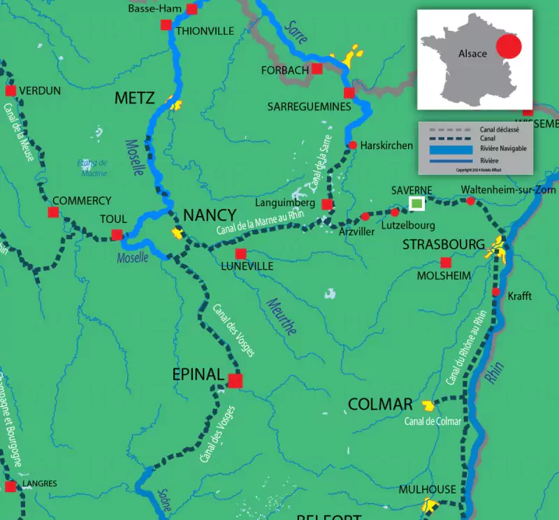 Nicols Alsace carte des voies navigables