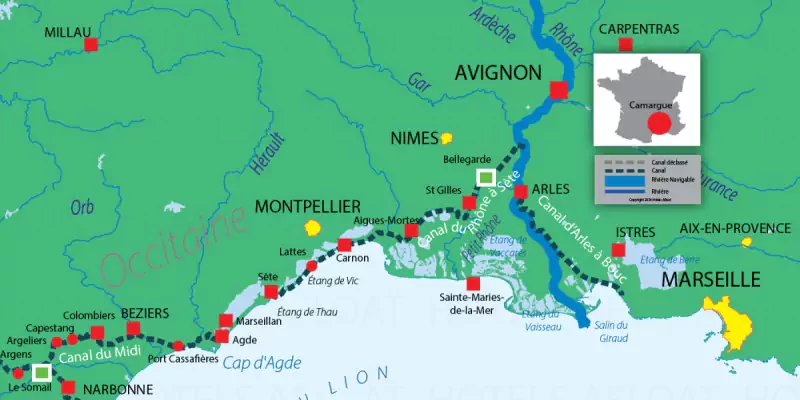 Nicols Camargue carte des voies navigables