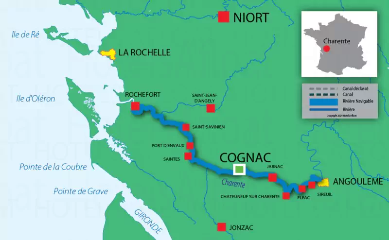 Nicols La Charente carte des voies navigables