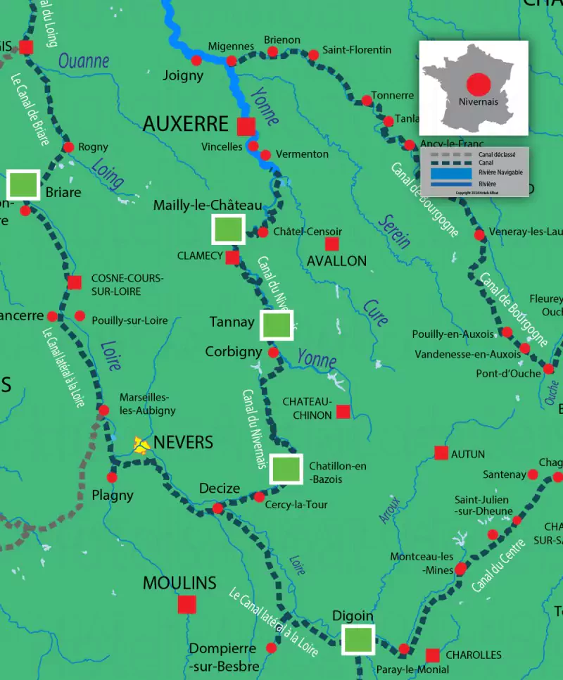 Les Canalous FPP Canal du Nivernais carte des voies navigables