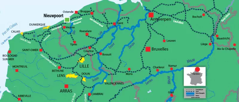 Le Boat Flandres carte des voies navigables