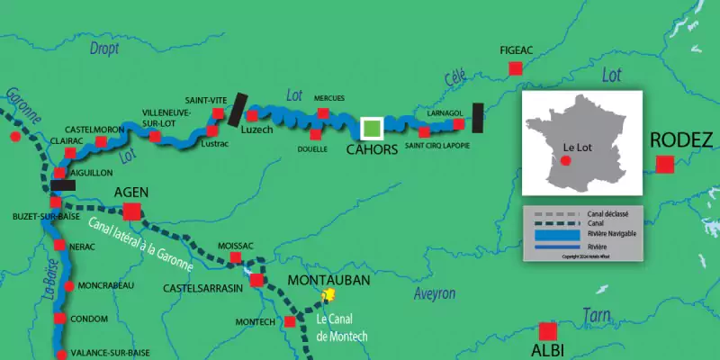 Locaboat Le Lot carte des voies navigables