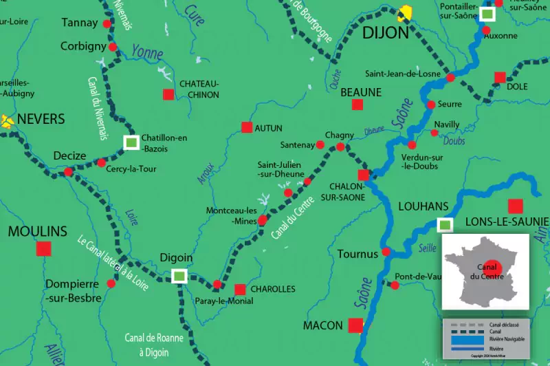 Les Canalous FPP Canal du Centre carte des voies navigables
