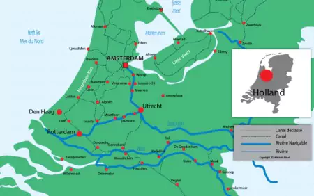 Canal and river map for Amsterdam