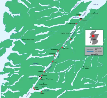 Canal and river map for Caledonian Canal