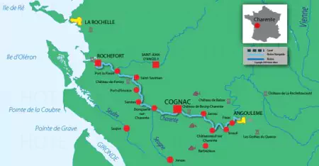 Canal and river map for Charente