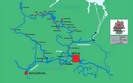 Canal and river map for Mecklembourg & Brandebourg