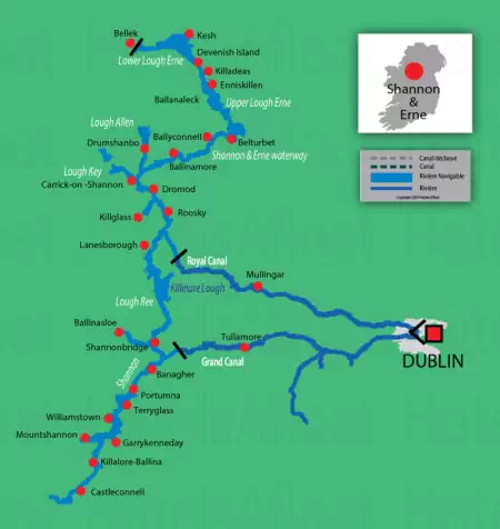 Canal and river map for Shannon